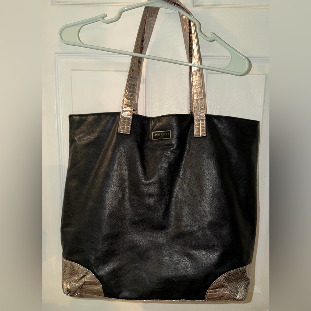 Jimmy Choo Parfums Black Tote with Gold Accents. EUC